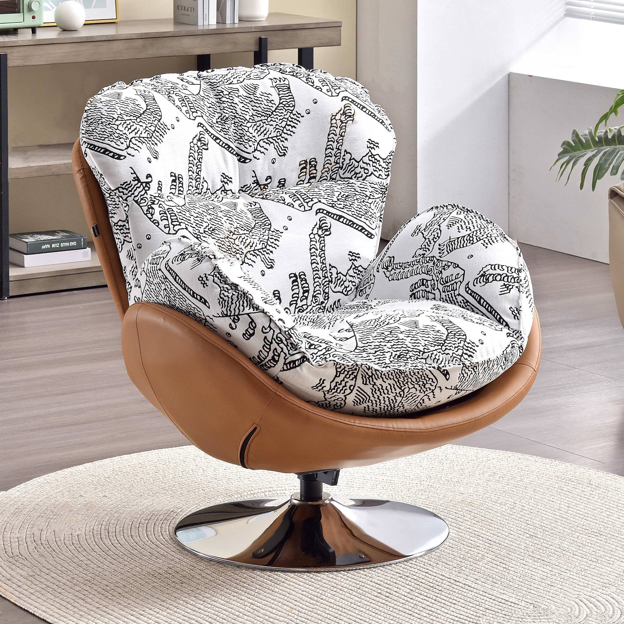 Modern Minimalist Rotatable Accent Chair - Ergonomic Comfort Chair Backrest Armrest For Living Room & Study Lumendat