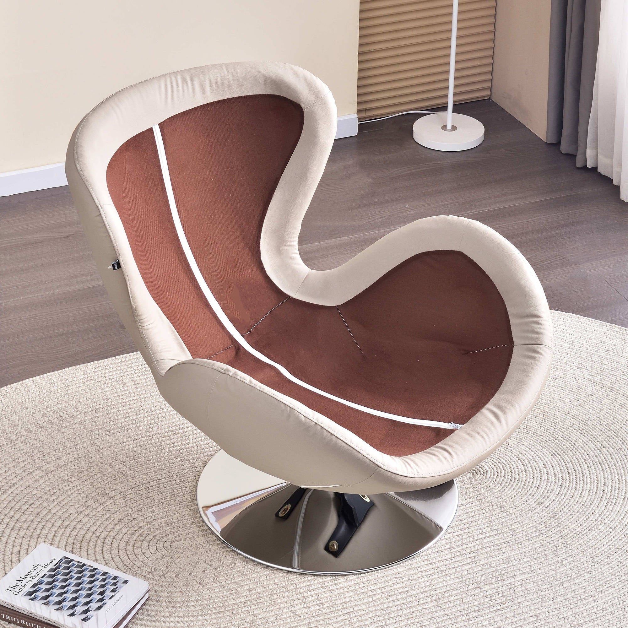 Modern Minimalist Rotatable Accent Chair - Ergonomic Comfort Chair Backrest Armrest For Living Room & Study Lumendat
