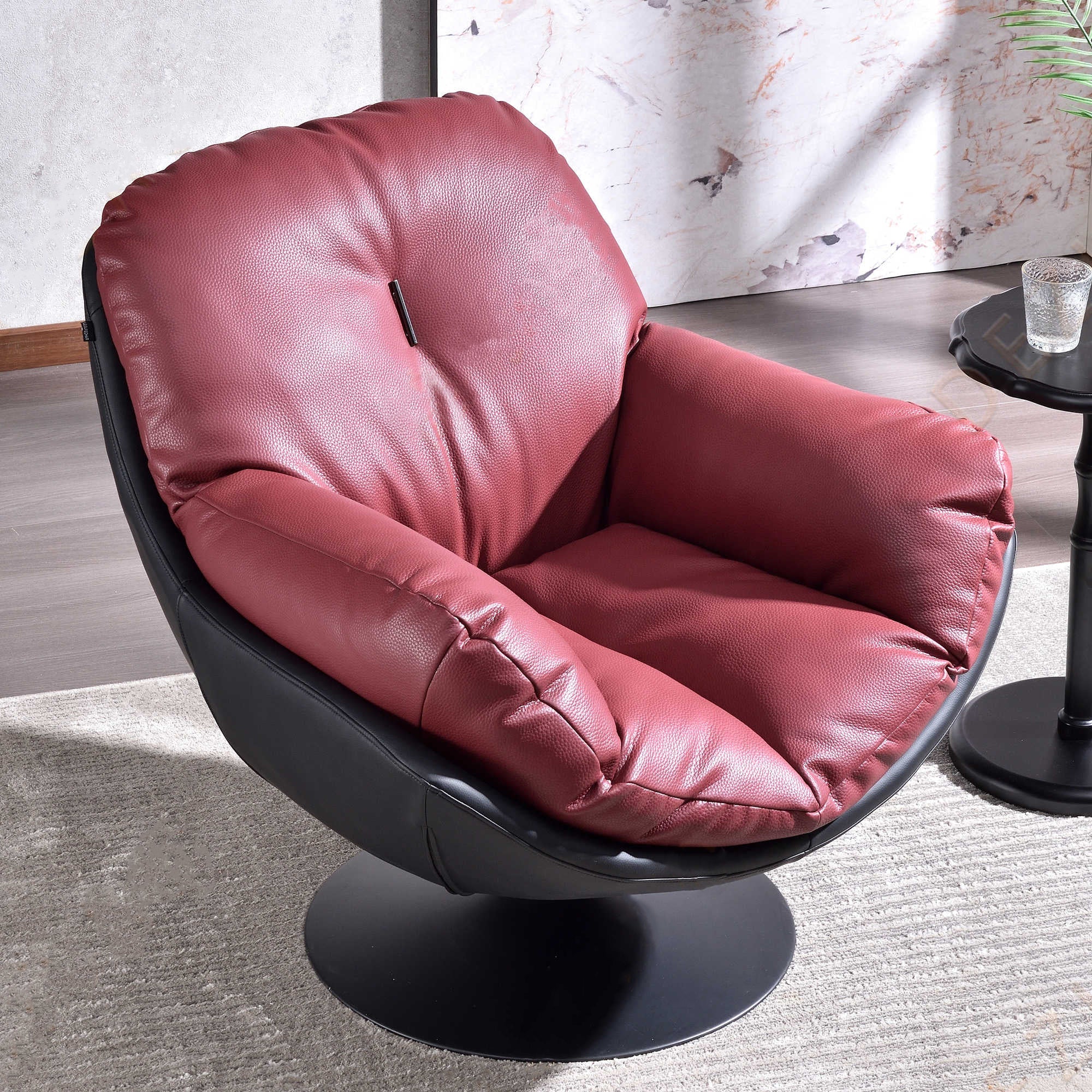 Silent Rotating Scandinavian Accent Chair - Detachable Design Soft Filling Chair For Living Room & Study Lumendat