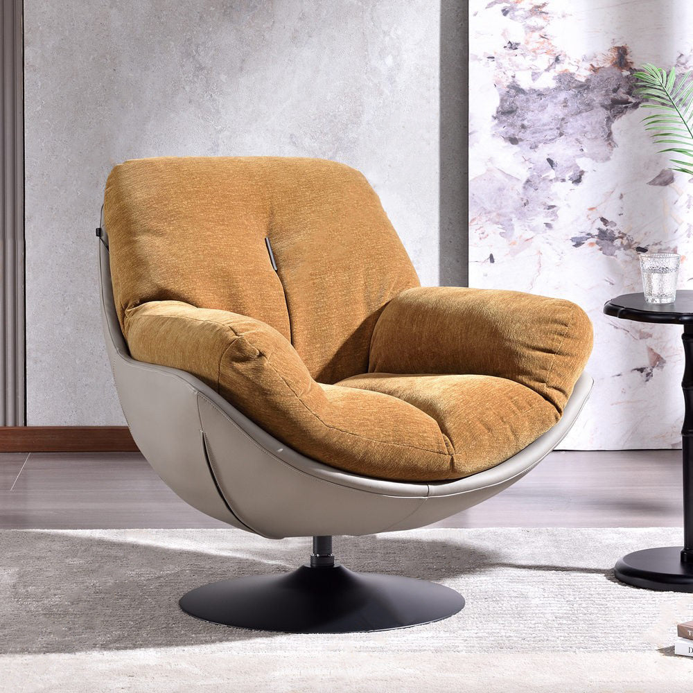 Silent Rotating Scandinavian Accent Chair - Detachable Design Soft Filling Chair For Living Room & Study Lumendat