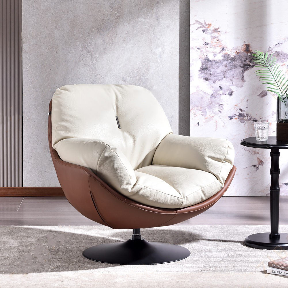 Silent Rotating Scandinavian Accent Chair - Detachable Design Soft Filling Chair For Living Room & Study Lumendat