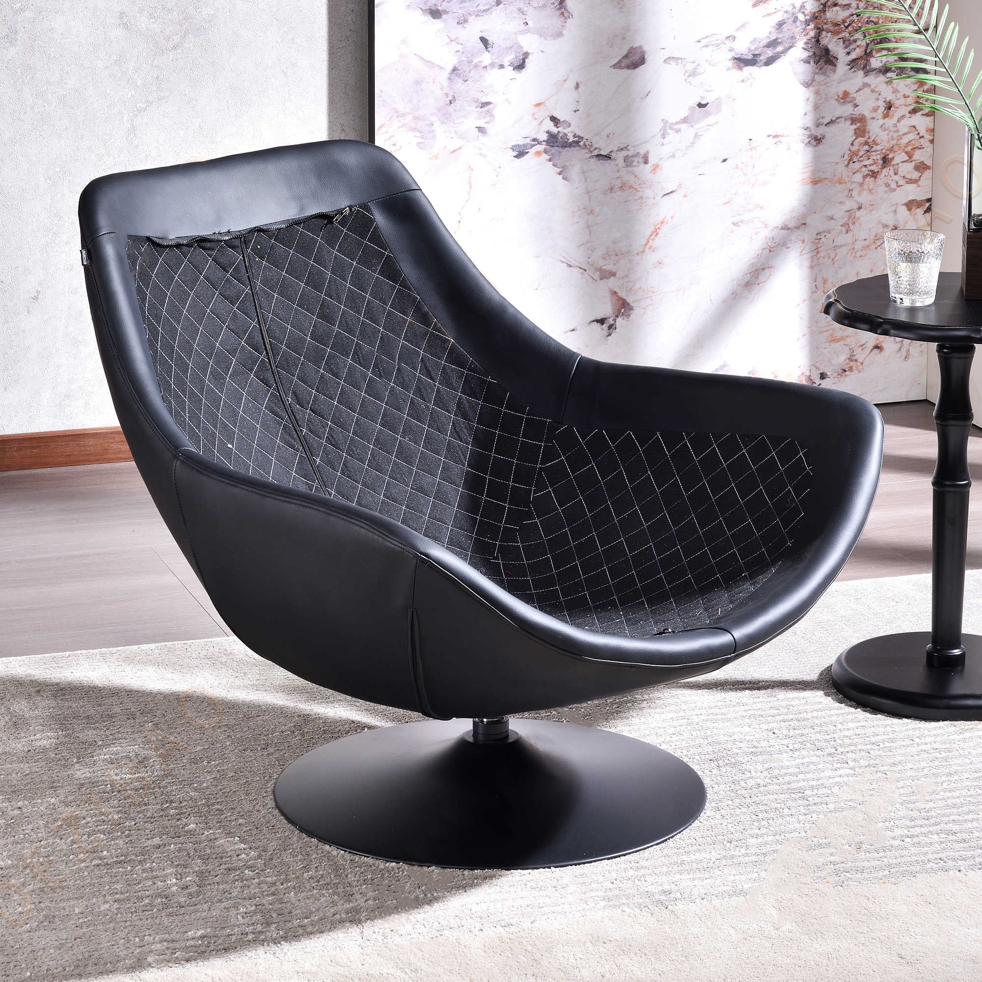 Silent Rotating Scandinavian Accent Chair - Detachable Design Soft Filling Chair For Living Room & Study Lumendat