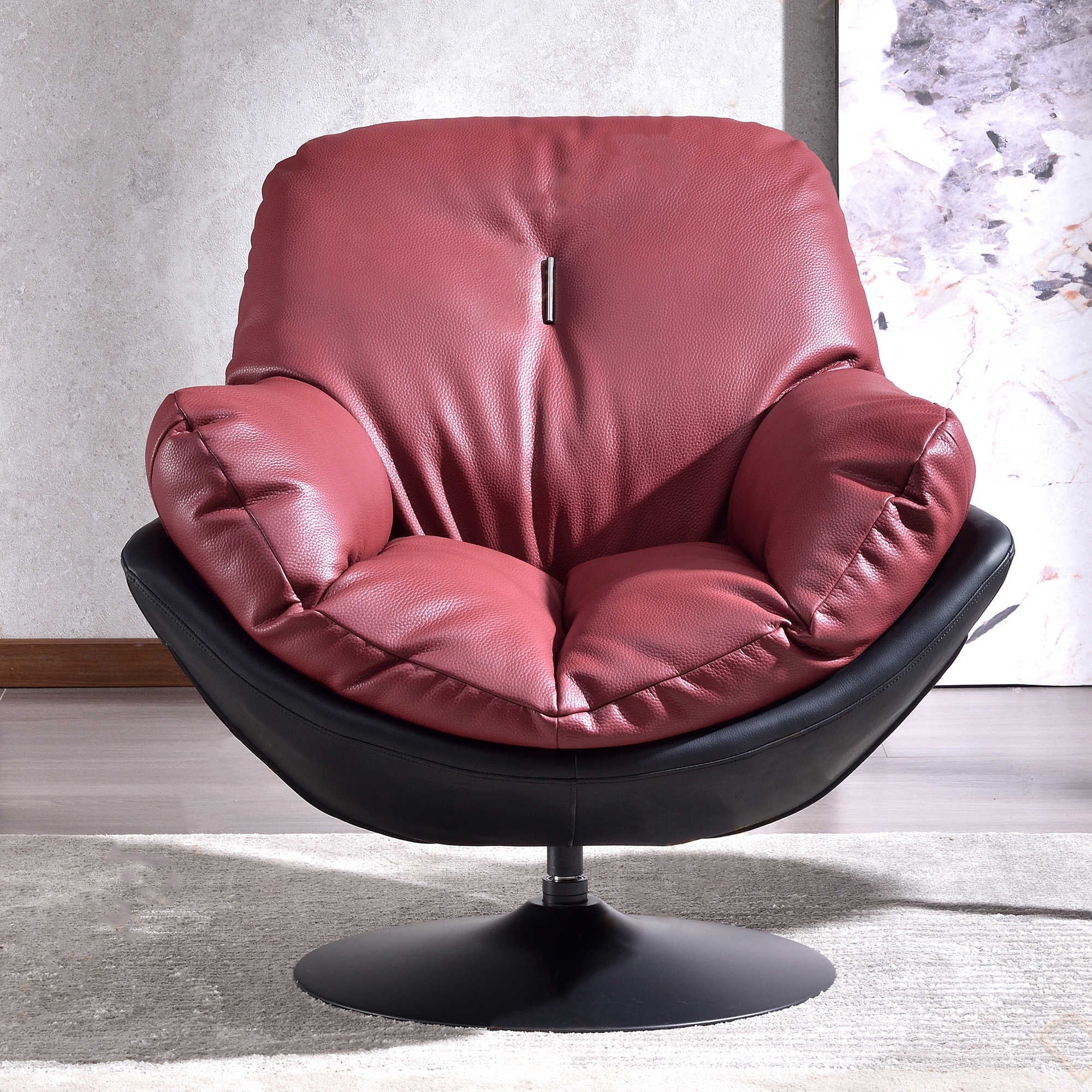 Silent Rotating Scandinavian Accent Chair - Detachable Design Soft Filling Chair For Living Room & Study Lumendat