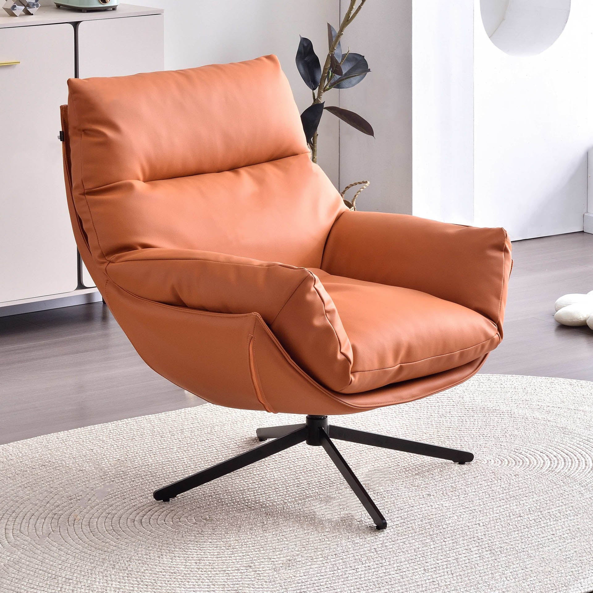 Minimalist Style & High-Elastic Filling Accent Chair - Robust Support Swivel Backrest Chair For Living Room Lumendat