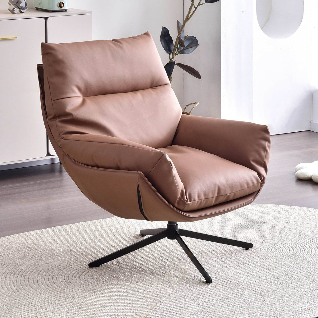Minimalist Style & High-Elastic Filling Accent Chair - Robust Support Swivel Backrest Chair For Living Room Lumendat