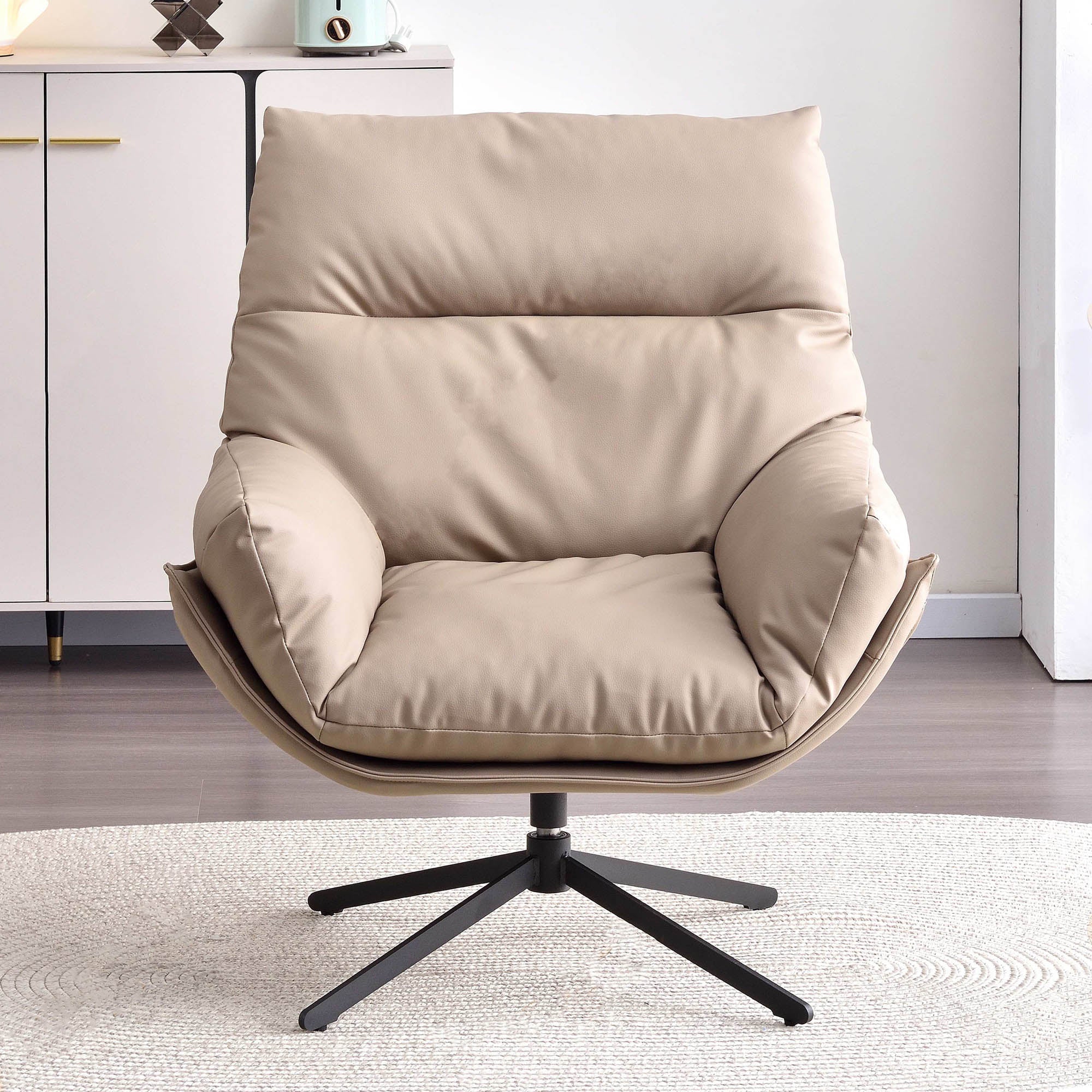 Minimalist Style & High-Elastic Filling Accent Chair - Robust Support Swivel Backrest Chair For Living Room Lumendat