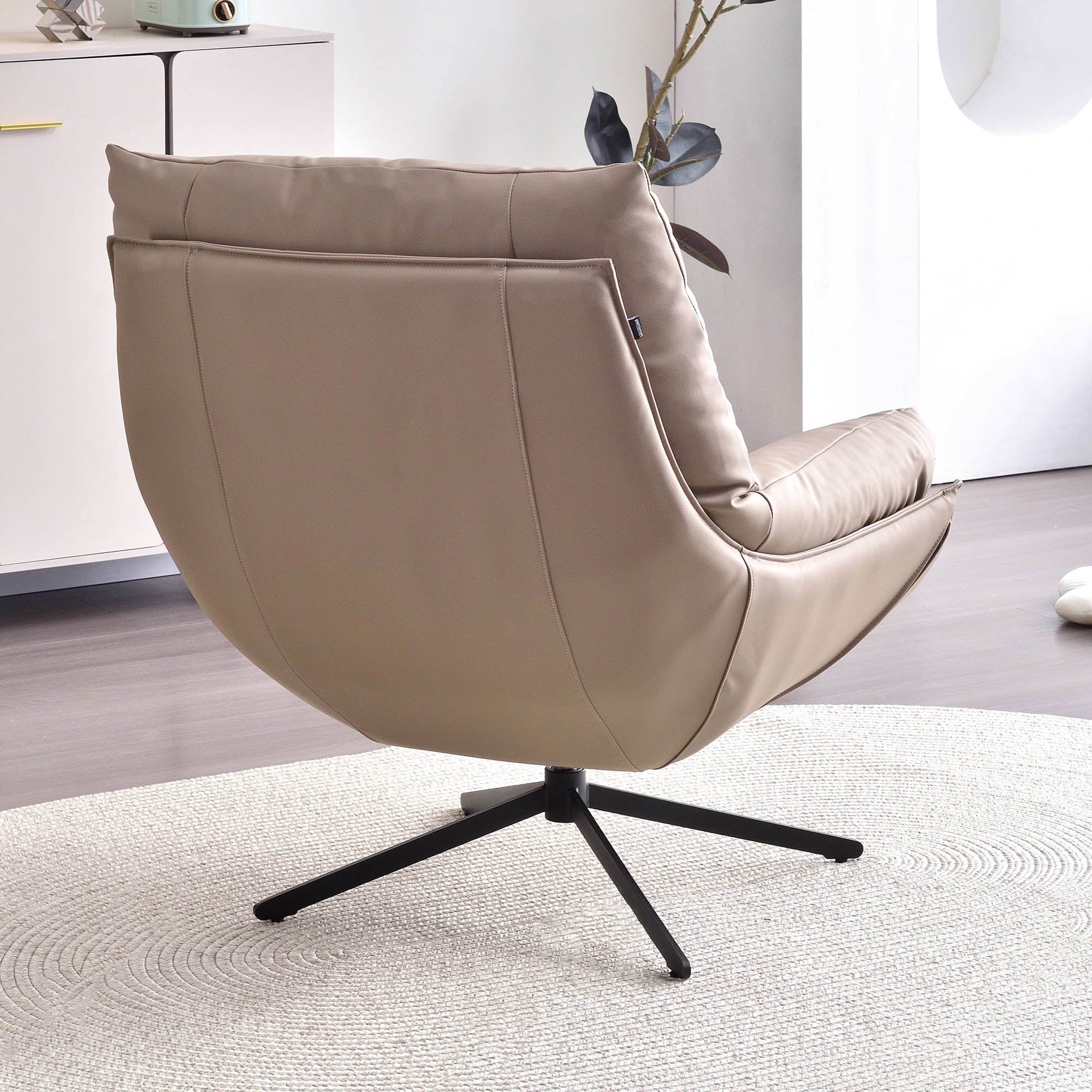 Minimalist Style & High-Elastic Filling Accent Chair - Robust Support Swivel Backrest Chair For Living Room Lumendat