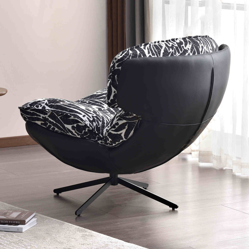 Traditional Rustic Detachable Design Accent Chair - Sturdy 360° Silent Rotation Leisure Chair For Living Room & Bedroom Lumendat