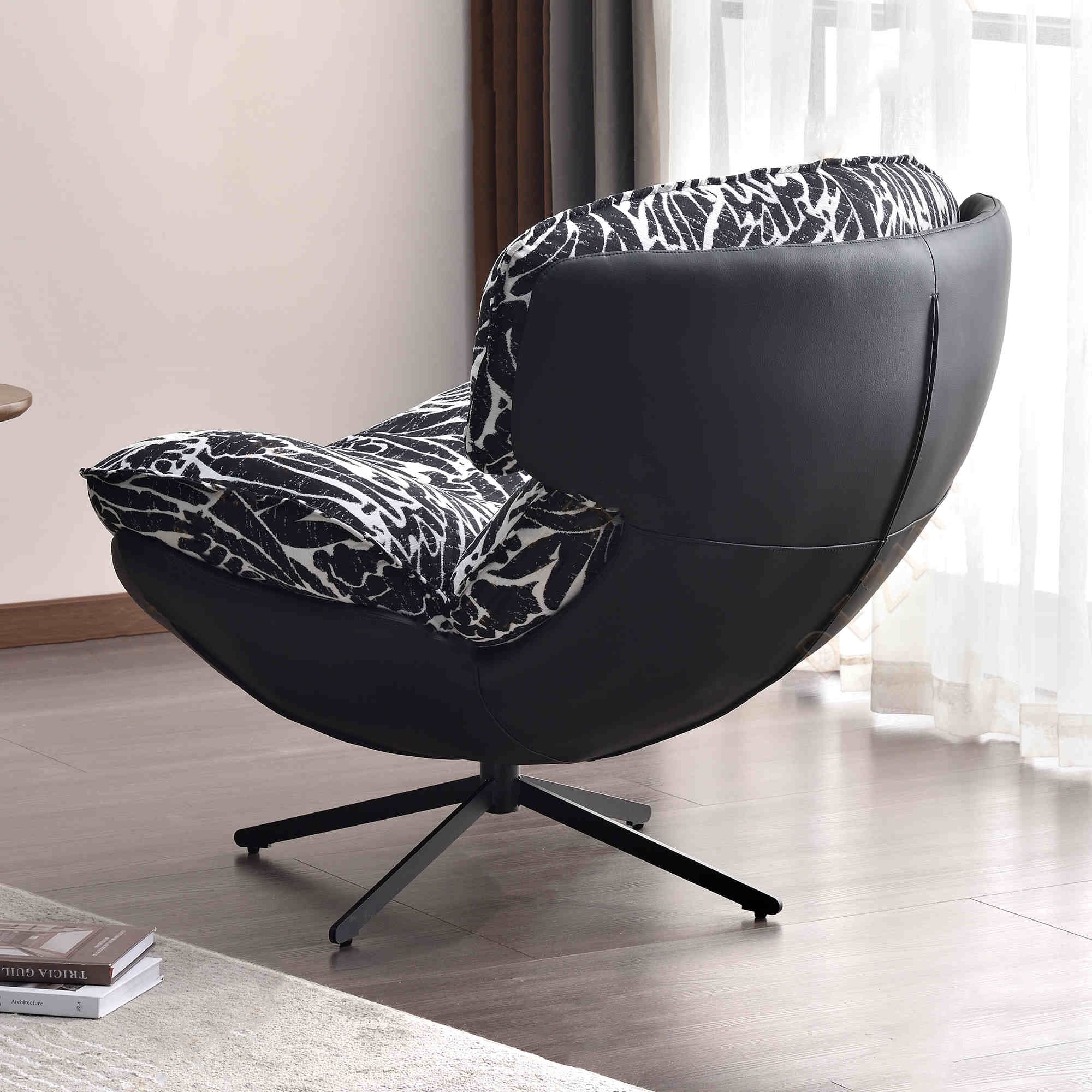 Traditional Rustic Detachable Design Accent Chair - Sturdy 360° Silent Rotation Leisure Chair For Living Room & Bedroom Lumendat