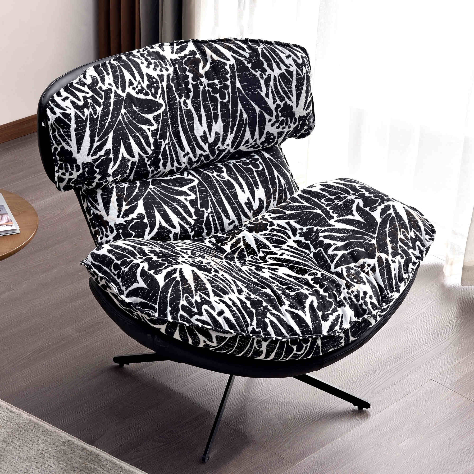 Traditional Rustic Detachable Design Accent Chair - Sturdy 360° Silent Rotation Leisure Chair For Living Room & Bedroom Lumendat