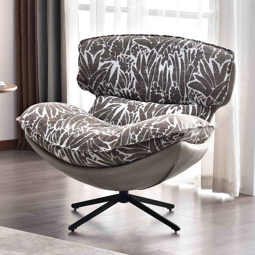 Traditional Rustic Detachable Design Accent Chair - Sturdy 360° Silent Rotation Leisure Chair For Living Room & Bedroom Lumendat