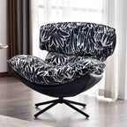 Traditional Rustic Detachable Design Accent Chair - Sturdy 360° Silent Rotation Leisure Chair For Living Room & Bedroom Lumendat