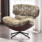 Traditional Rustic Detachable Design Accent Chair - Sturdy 360° Silent Rotation Leisure Chair For Living Room & Bedroom Lumendat