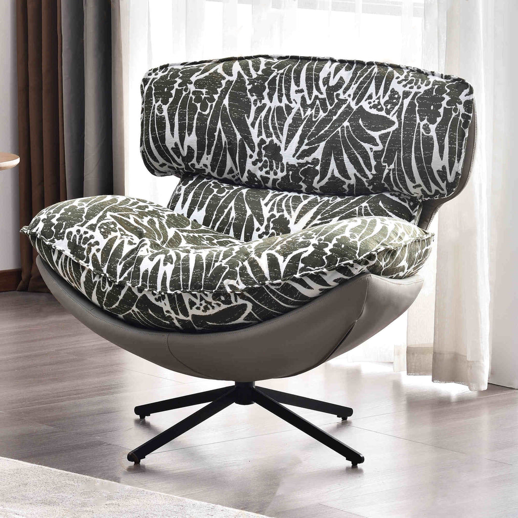 Traditional Rustic Detachable Design Accent Chair - Sturdy 360° Silent Rotation Leisure Chair For Living Room & Bedroom Lumendat