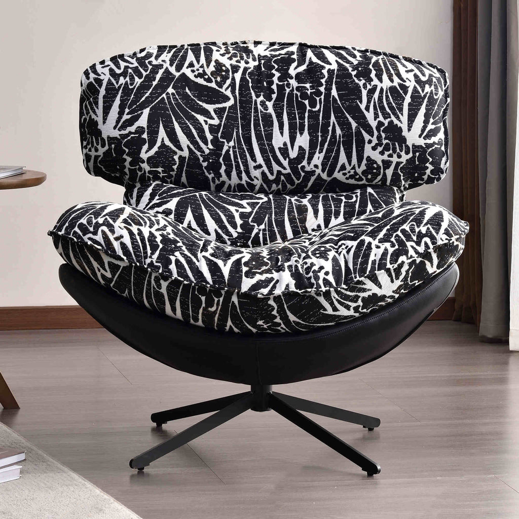 Traditional Rustic Detachable Design Accent Chair - Sturdy 360° Silent Rotation Leisure Chair For Living Room & Bedroom Lumendat