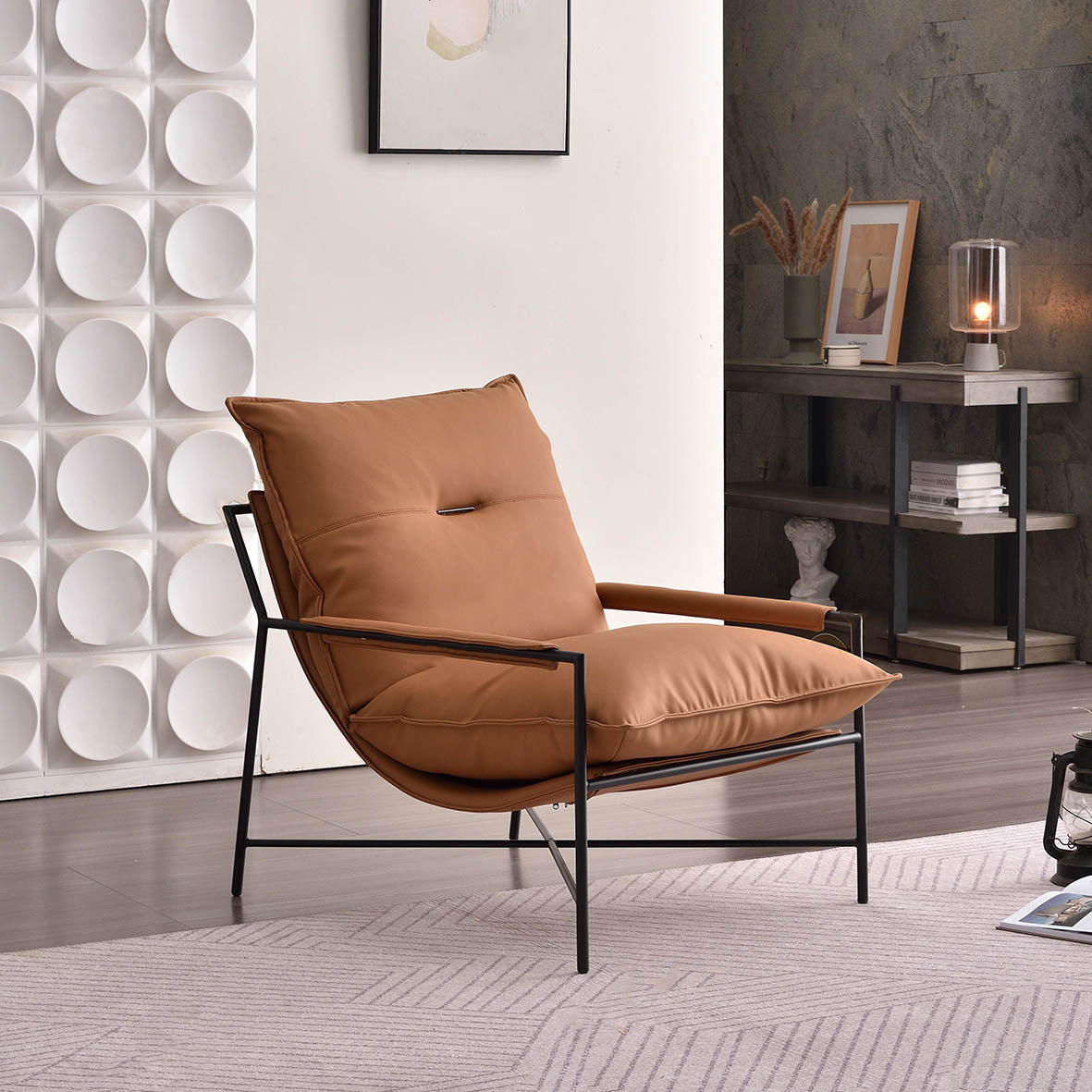 Edgy Industrial-Style Accent Chair - Multi-Scene Adaptable Backrest Armrest Chair For Living Room & Bedroom Lumendat