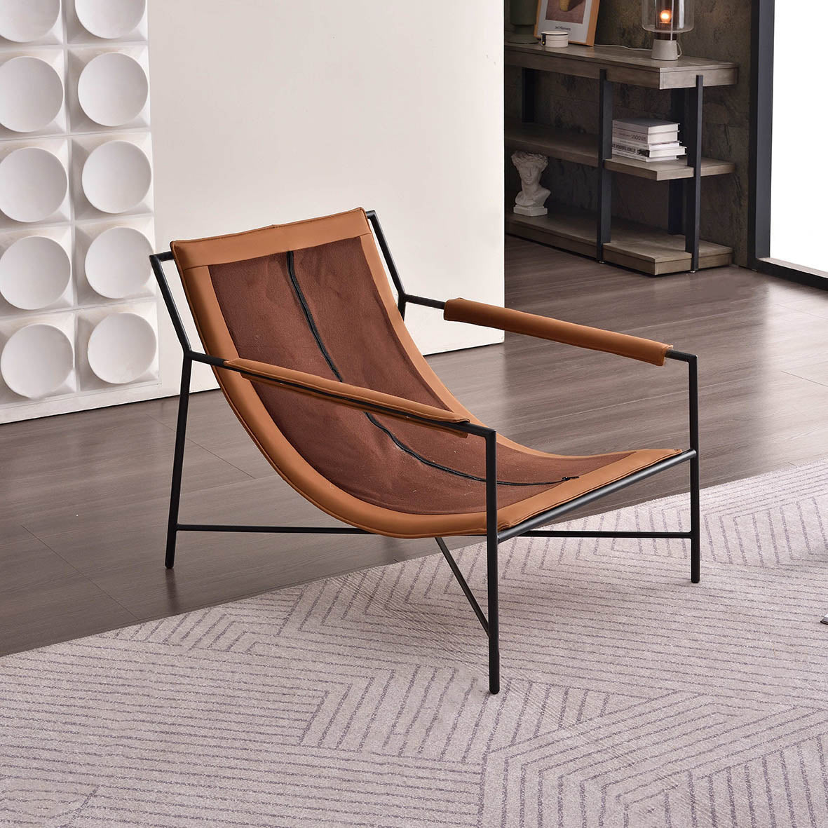 Edgy Industrial-Style Accent Chair - Multi-Scene Adaptable Backrest Armrest Chair For Living Room & Bedroom Lumendat