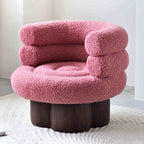 Nordic Aesthetic Swivel Sofa Chair - Cloud-Like Teddy Fleece Upholstery Accent Chair For Living Room & Bedroom Lumendat