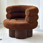 Nordic Aesthetic Swivel Sofa Chair - Cloud-Like Teddy Fleece Upholstery Accent Chair For Living Room & Bedroom Lumendat
