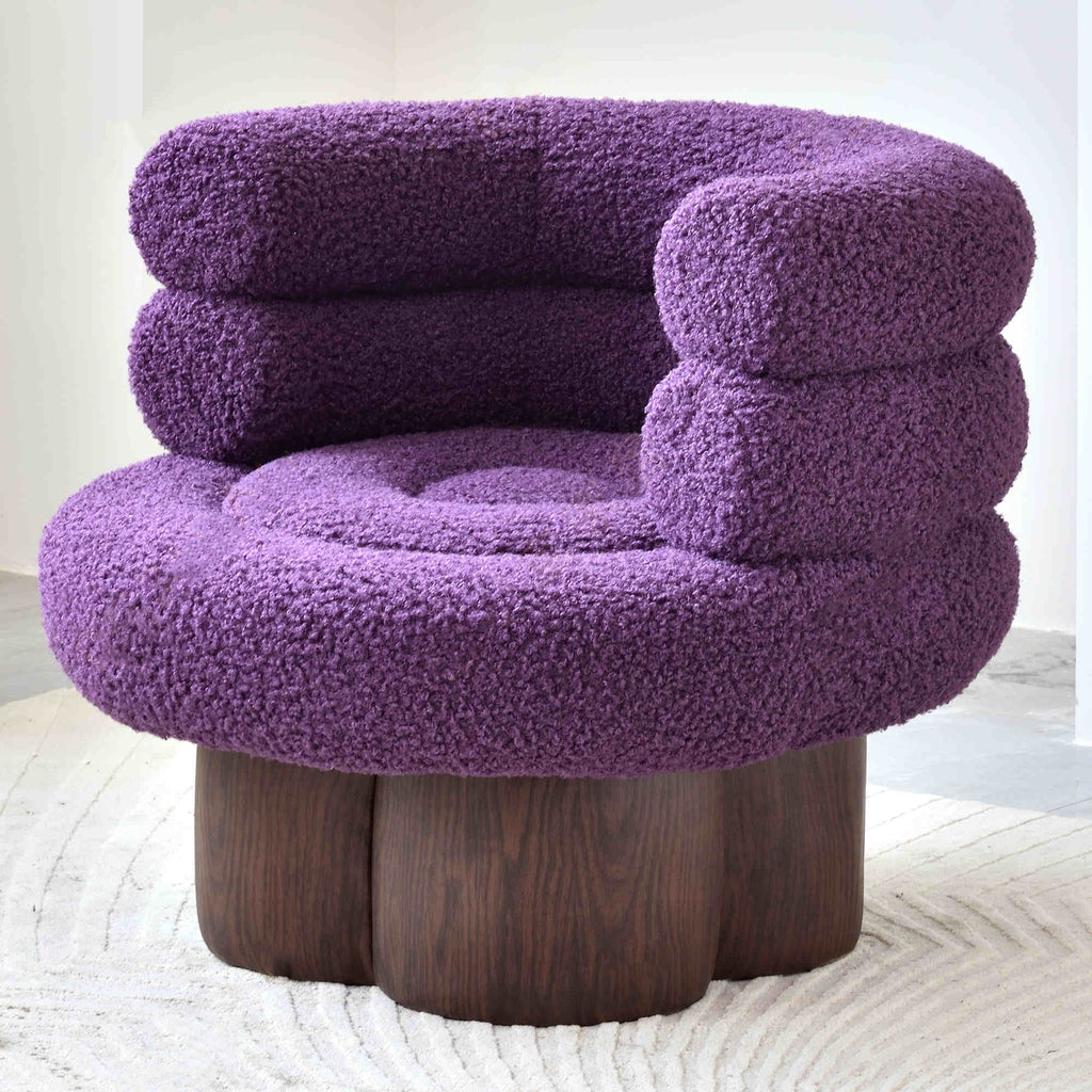 Nordic Aesthetic Swivel Sofa Chair - Cloud-Like Teddy Fleece Upholstery Accent Chair For Living Room & Bedroom Lumendat