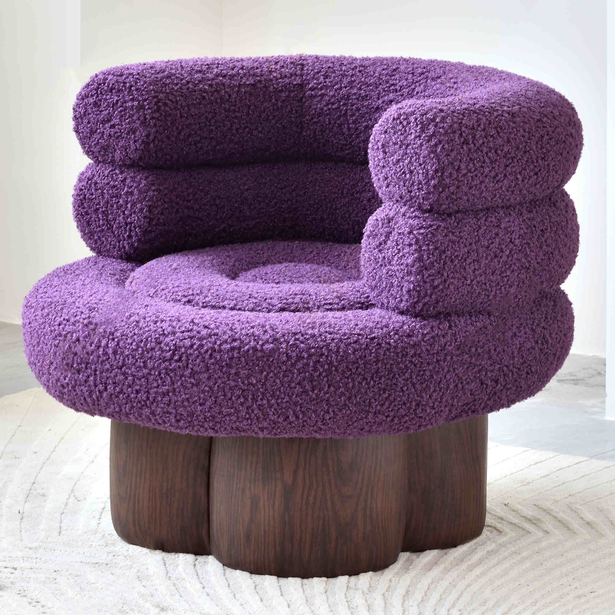 Nordic Aesthetic Swivel Sofa Chair - Cloud-Like Teddy Fleece Upholstery Accent Chair For Living Room & Bedroom Lumendat