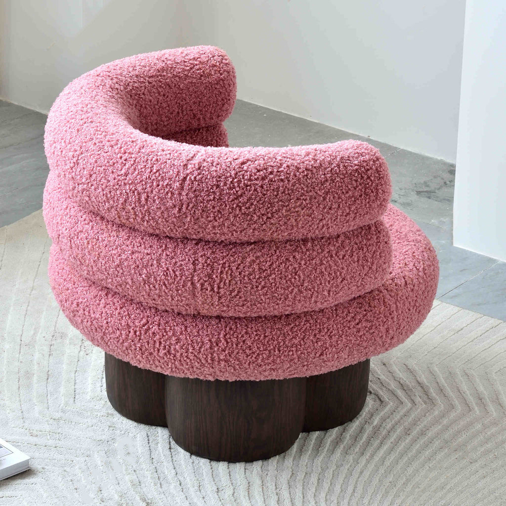 Nordic Aesthetic Swivel Sofa Chair - Cloud-Like Teddy Fleece Upholstery Accent Chair For Living Room & Bedroom Lumendat