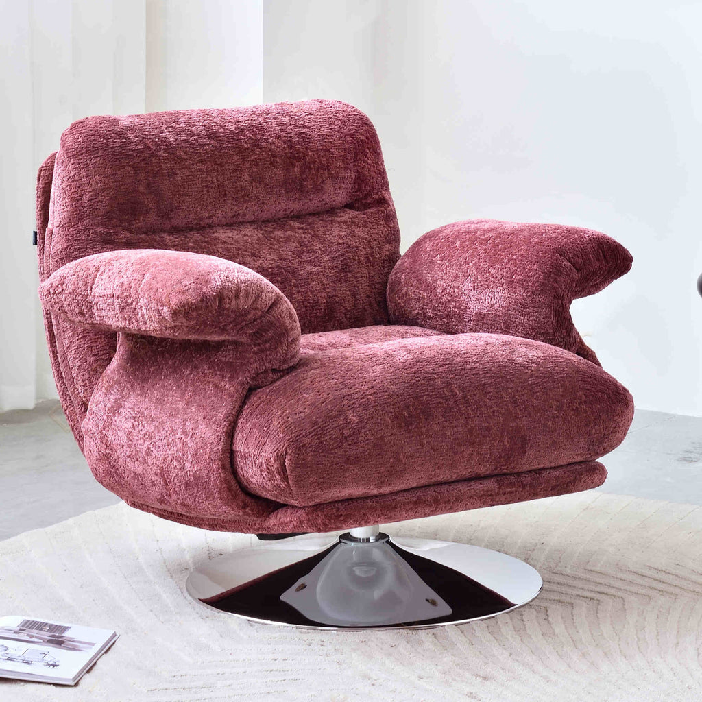 Luxury Premium Swivel Chair - Stable Curved Panel Frame Accent Chair For Living Room & Bedroom Lumendat