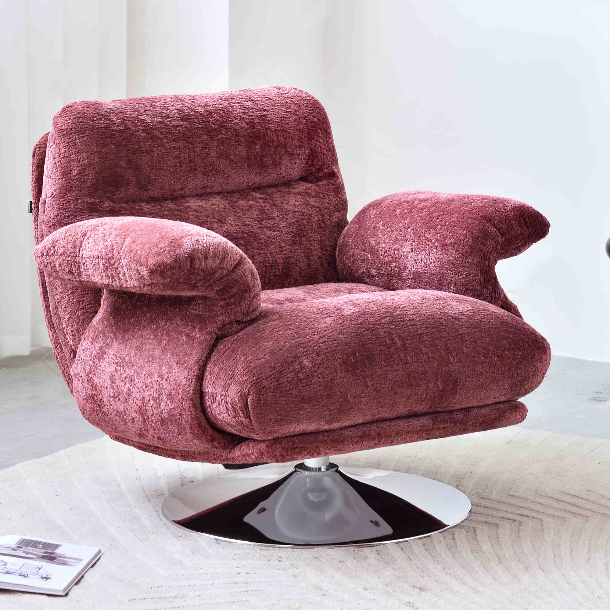 Luxury Premium Swivel Chair - Stable Curved Panel Frame Accent Chair For Living Room & Bedroom Lumendat