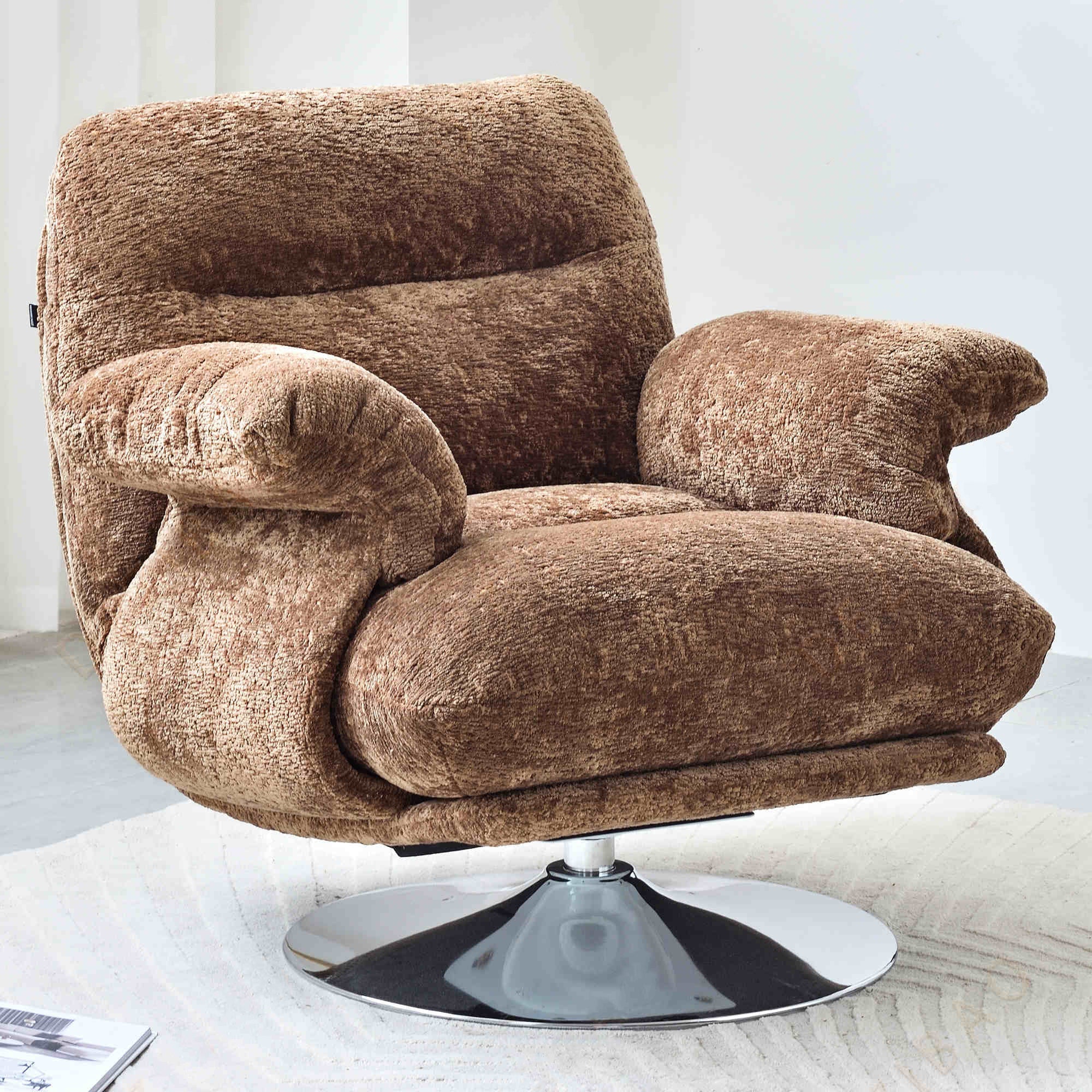 Luxury Premium Swivel Chair - Stable Curved Panel Frame Accent Chair For Living Room & Bedroom Lumendat