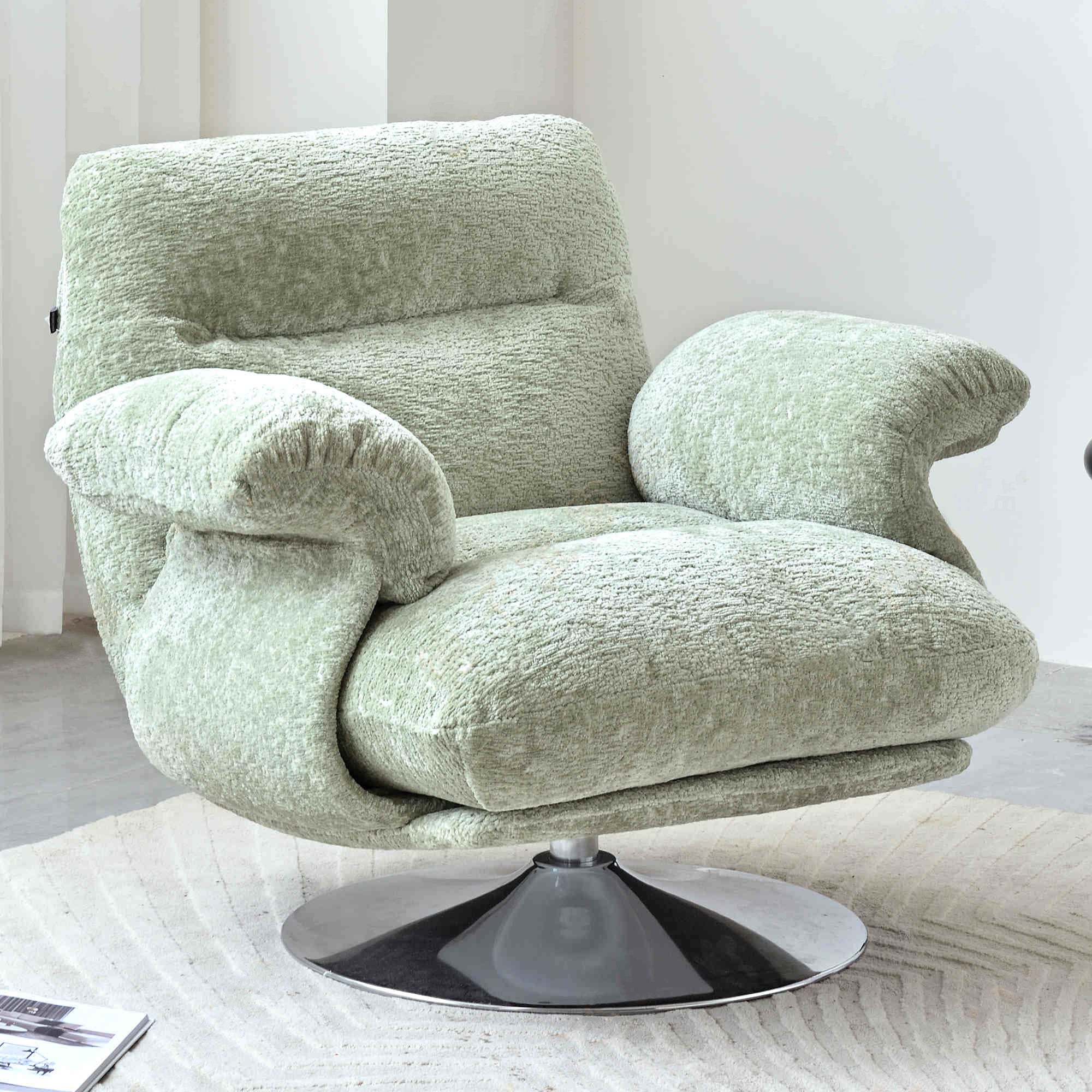 Luxury Premium Swivel Chair - Stable Curved Panel Frame Accent Chair For Living Room & Bedroom Lumendat
