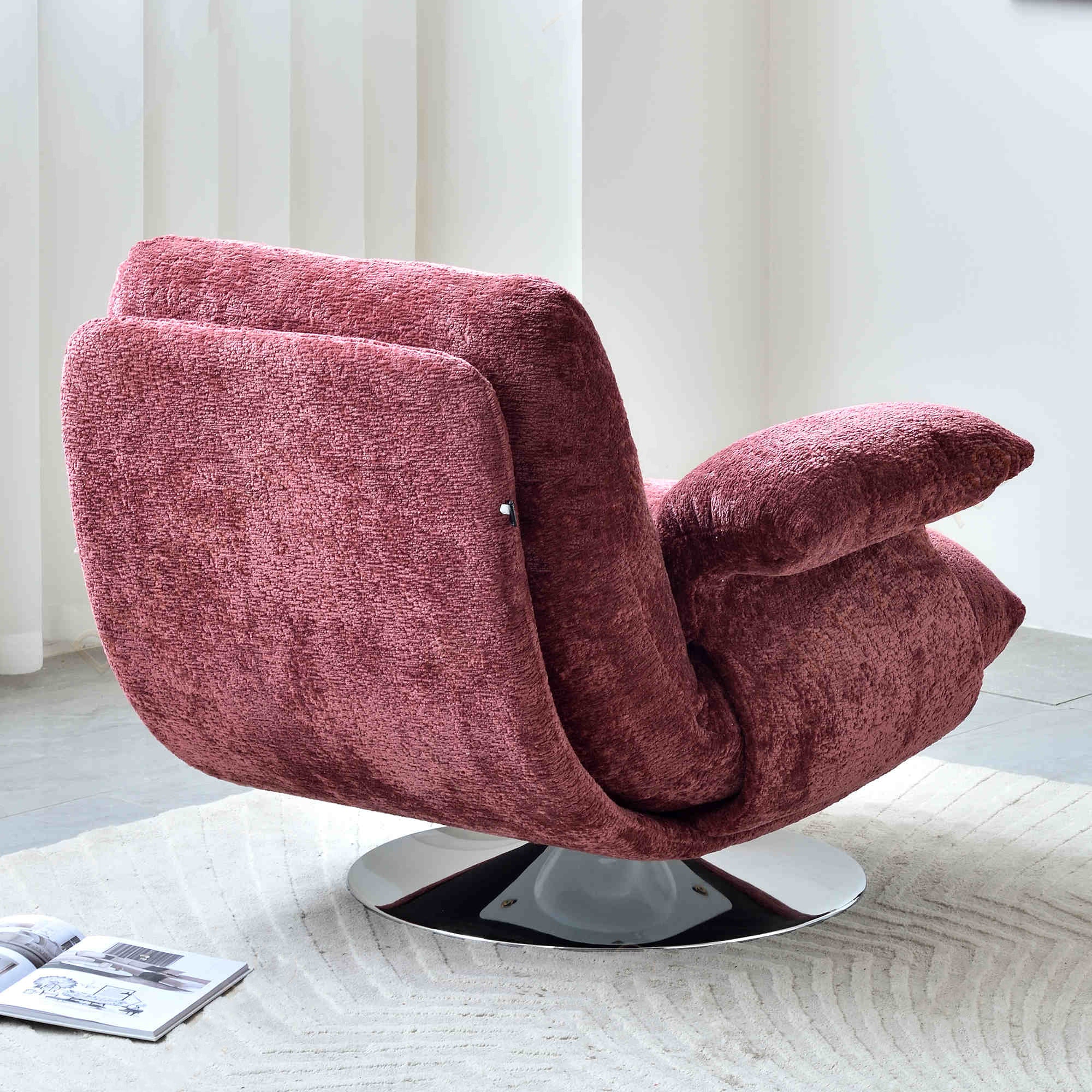 Luxury Premium Swivel Chair - Stable Curved Panel Frame Accent Chair For Living Room & Bedroom Lumendat