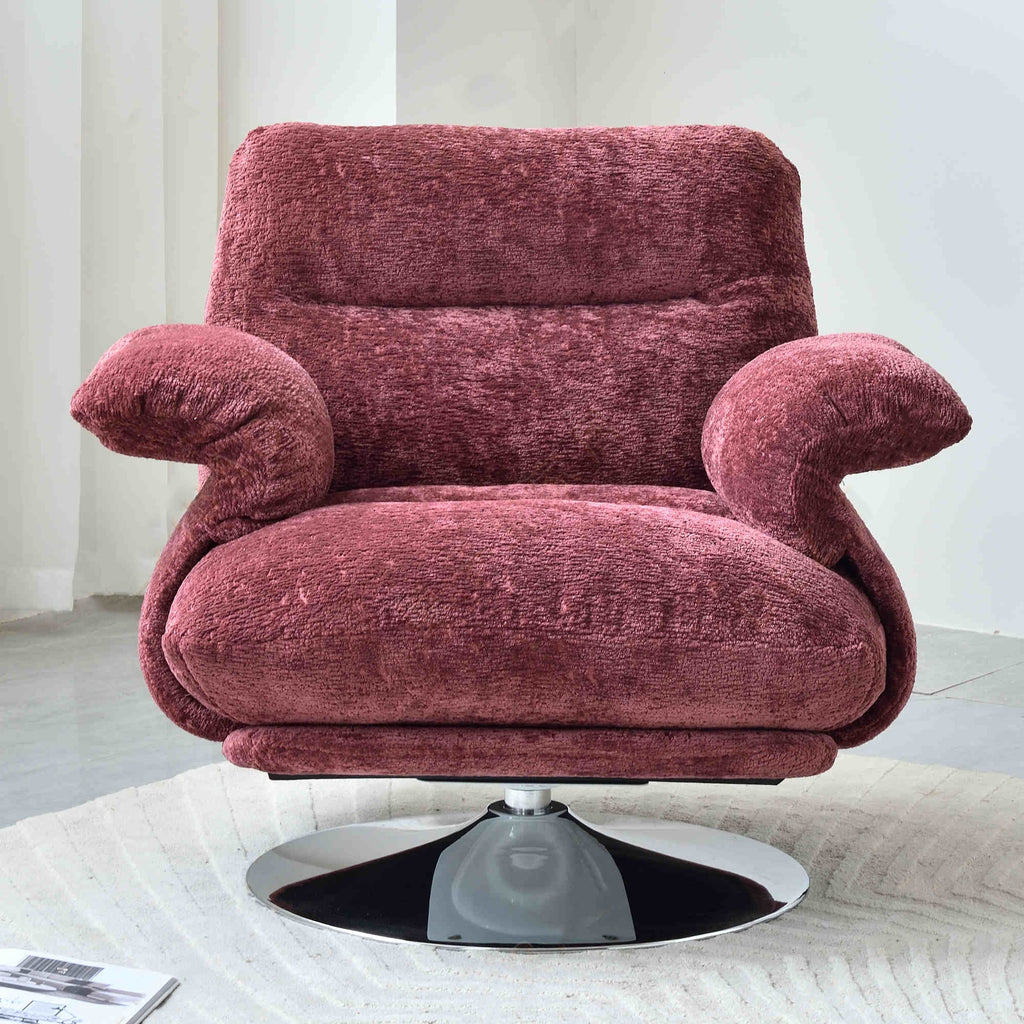Luxury Premium Swivel Chair - Stable Curved Panel Frame Accent Chair For Living Room & Bedroom Lumendat