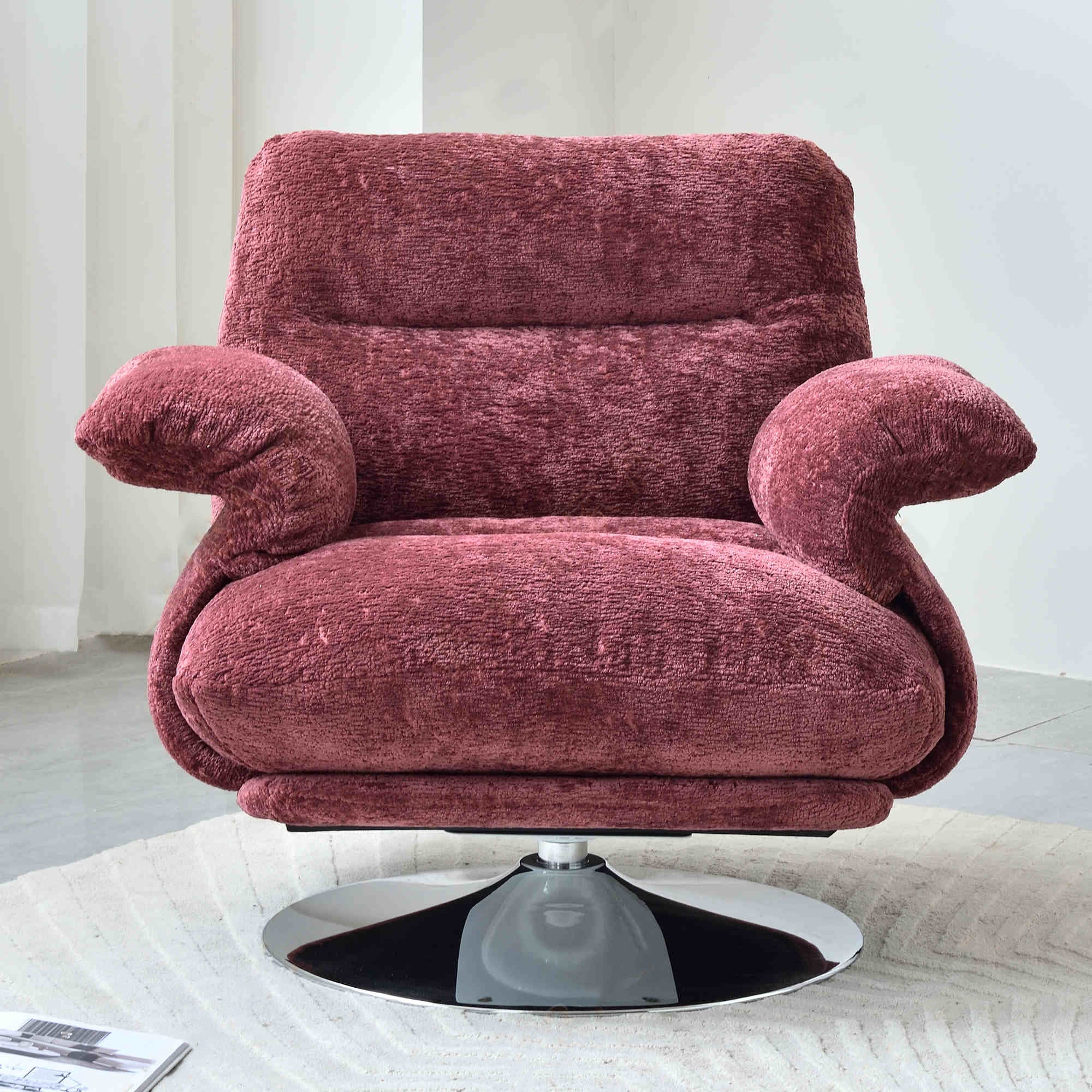 Luxury Premium Swivel Chair - Stable Curved Panel Frame Accent Chair For Living Room & Bedroom Lumendat