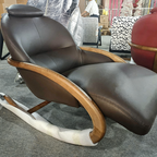 Nostalgic Vintage Recliner - Curved Design Stain & Wear-Resistant Upholstery Rocking Chair For Living Room Lumendat