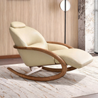 Nostalgic Vintage Recliner - Curved Design Stain & Wear-Resistant Upholstery Rocking Chair For Living Room Lumendat