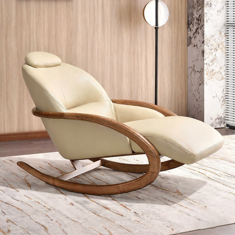 Nostalgic Vintage Recliner - Curved Design Stain & Wear-Resistant Upholstery Rocking Chair For Living Room Lumendat