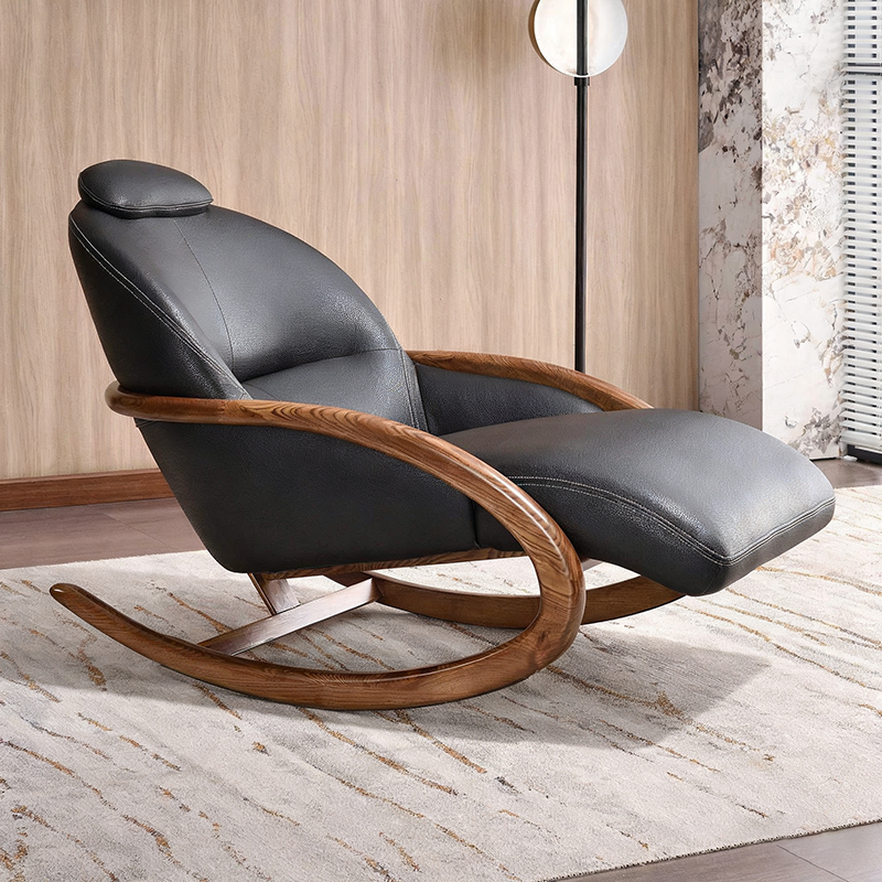 Nostalgic Vintage Recliner - Curved Design Stain & Wear-Resistant Upholstery Rocking Chair For Living Room Lumendat