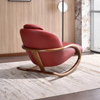 Nostalgic Vintage Recliner - Curved Design Stain & Wear-Resistant Upholstery Rocking Chair For Living Room Lumendat
