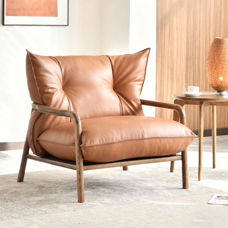Modern Minimalist Sofa Chair - Ergonomic Design Backrest Armrest Accent Chair For Bedroom Lumendat