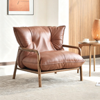 Modern Minimalist Sofa Chair - Ergonomic Design Backrest Armrest Accent Chair For Bedroom Lumendat