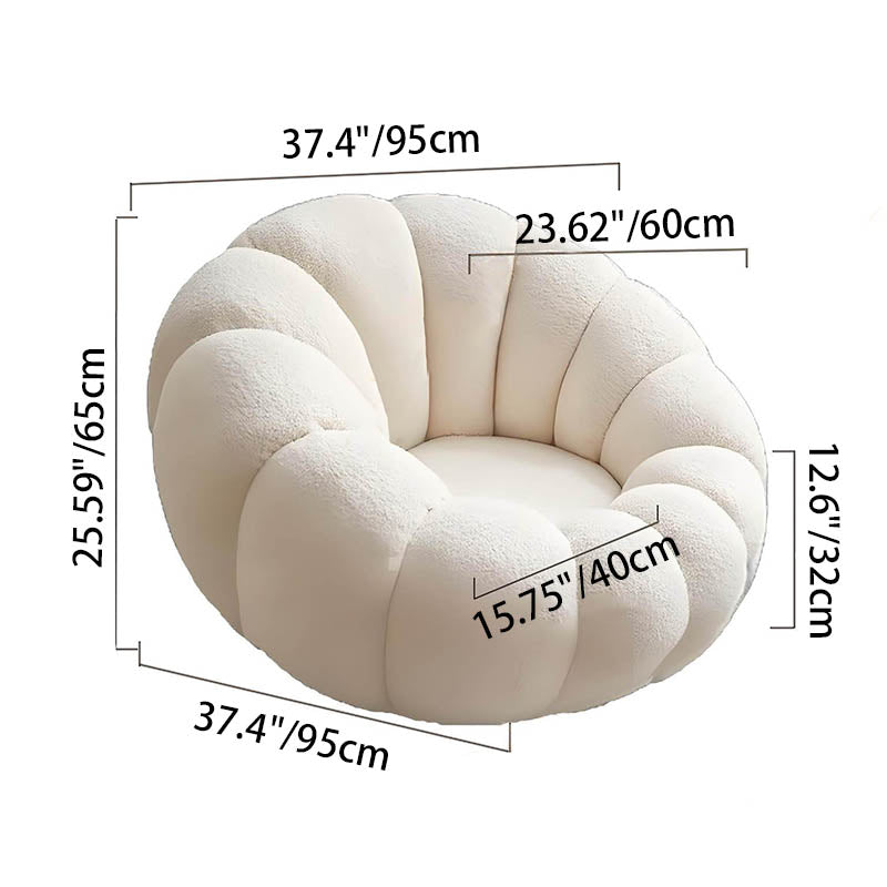 Nordic-Style Swivel Pumpkin Accent Chair - Skin-Friendly Lambswool & Soft Sitting Sofa Chair For Living Room Lumendat