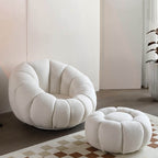 Nordic-Style Swivel Pumpkin Accent Chair - Skin-Friendly Lambswool & Soft Sitting Sofa Chair For Living Room Lumendat
