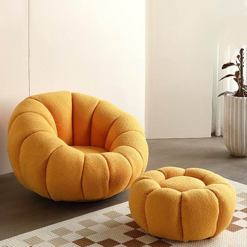 Nordic-Style Swivel Pumpkin Accent Chair - Skin-Friendly Lambswool & Soft Sitting Sofa Chair For Living Room Lumendat