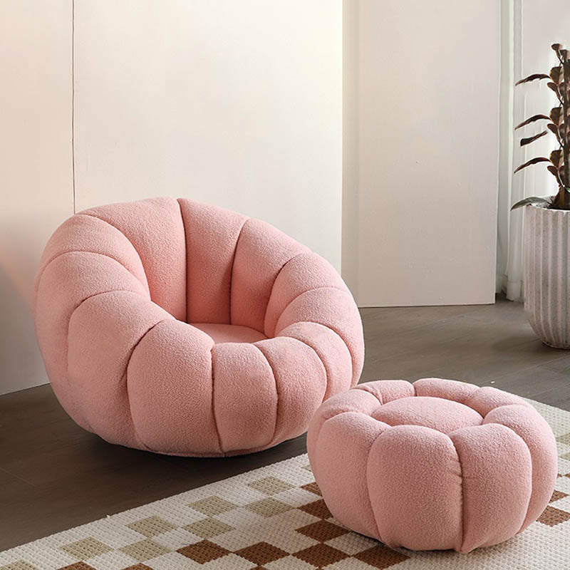 Nordic-Style Swivel Pumpkin Accent Chair - Skin-Friendly Lambswool & Soft Sitting Sofa Chair For Living Room Lumendat