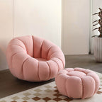 Nordic-Style Swivel Pumpkin Accent Chair - Skin-Friendly Lambswool & Soft Sitting Sofa Chair For Living Room Lumendat
