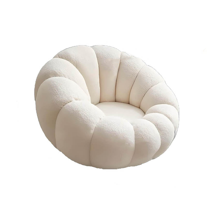 Nordic-Style Swivel Pumpkin Accent Chair - Skin-Friendly Lambswool & Soft Sitting Sofa Chair For Living Room Lumendat