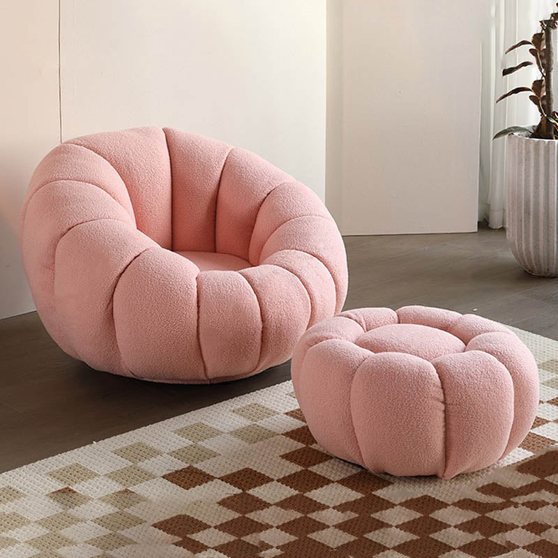 Nordic-Style Swivel Pumpkin Accent Chair - Skin-Friendly Lambswool & Soft Sitting Sofa Chair For Living Room Lumendat
