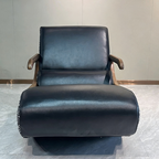 Timeless Retro Lounge Chair - Sturdy Genuine Leather Backrest Armrest For Bedroom Lumendat