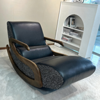 Timeless Retro Lounge Chair - Sturdy Genuine Leather Backrest Armrest For Bedroom Lumendat