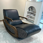 Timeless Retro Lounge Chair - Sturdy Genuine Leather Backrest Armrest For Bedroom Lumendat